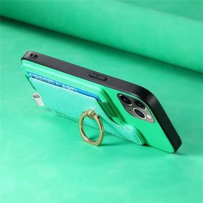 For iPhone 11 Pro Max Retro Magsafe Cross Leather Ring Holder Card Bag Phone Case(Green) - iPhone 11 Pro Max Cases by buy2fix | Online Shopping UK | buy2fix