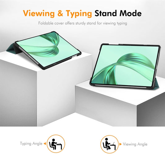 For Honor Pad X8a 11 ENKAY Tri-fold Custer Texture Leather Stand Tablet Case(Black) by ENKAY