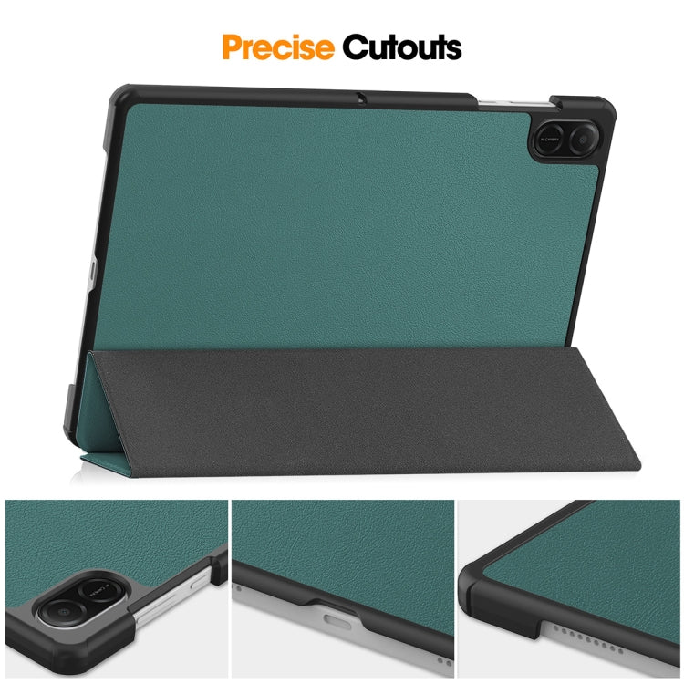 For Honor Pad X8a 11 ENKAY Tri-fold Custer Texture Leather Stand Tablet Case(Black) by ENKAY