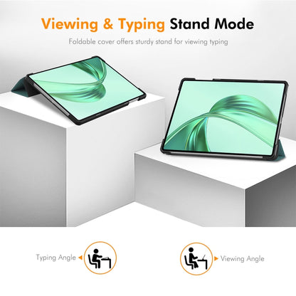 For Honor Pad X8a 11 ENKAY Tri-fold Custer Texture Leather Stand Tablet Case(Grey) - Honor by ENKAY | Online Shopping UK | buy2fix