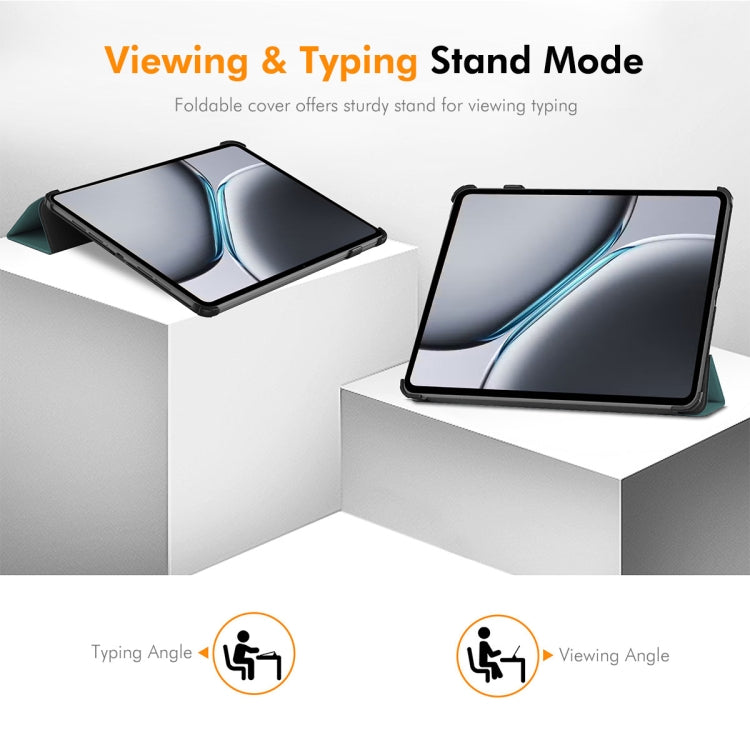 For OnePlus Pad 2 / Pad Pro 12.1 ENKAY Tri-fold Custer Texture Platic Leather Smart Tablet Case(Dark Blue) - Others by ENKAY | Online Shopping UK | buy2fix