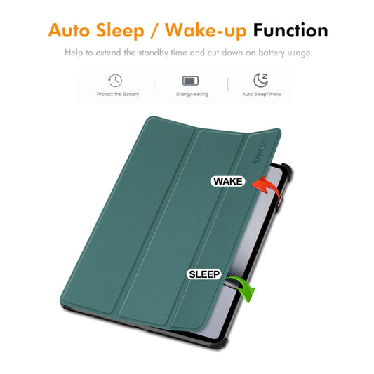 For OnePlus Pad 2 / Pad Pro 12.1 ENKAY Tri-fold Custer Texture Platic Leather Smart Tablet Case(Dark Green) - Others by ENKAY | Online Shopping UK | buy2fix