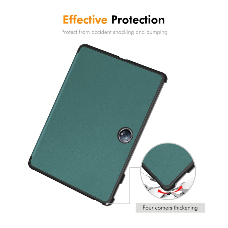 For OnePlus Pad 2 / Pad Pro 12.1 ENKAY Tri-fold Custer Texture Platic Leather Smart Tablet Case(Dark Green) - Others by ENKAY | Online Shopping UK | buy2fix