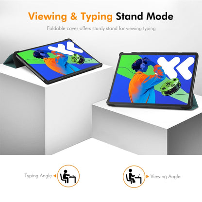 For Lenovo Xiaoxin Pad Pro 12.7 2025 ENKAY Tri-fold Custer Texture Platic Leather Smart Tablet Case(Dark Blue) - Lenovo by ENKAY | Online Shopping UK | buy2fix