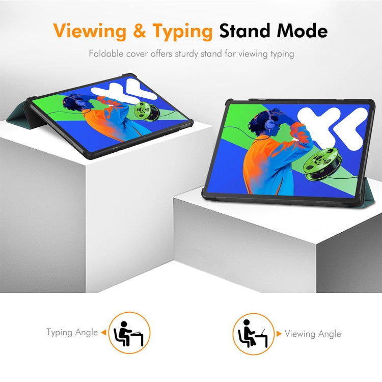 For Lenovo Xiaoxin Pad Pro 12.7 2025 ENKAY Tri-fold Custer Texture Platic Leather Smart Tablet Case(Grey) - Lenovo by ENKAY | Online Shopping UK | buy2fix