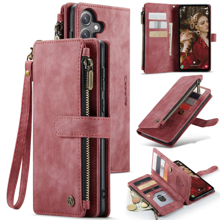 For Samsung Galaxy S24 FE 5G CaseMe C30 Card Slots Zipper Wallet Leather Phone Case(Red) - Galaxy S24 FE 5G Cases by CaseMe | Online Shopping UK | buy2fix