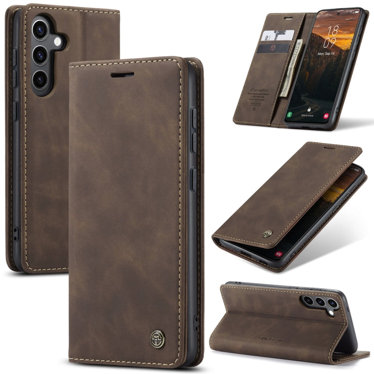 For Samsung Galaxy S24 FE 5G CaseMe 013 Multifunctional Horizontal Flip Leather Phone Case(Coffee) - Galaxy S24 FE 5G Cases by CaseMe | Online Shopping UK | buy2fix