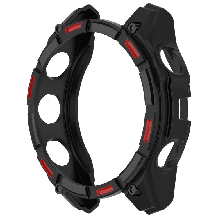 For Garmin Fenix 8 AMOLED 51mm Armor Hollow TPU Half Coverage Watch Protective Case(Black Red) by buy2fix