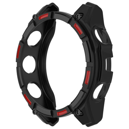 For Garmin Fenix 8 AMOLED 51mm Armor Hollow TPU Half Coverage Watch Protective Case(Black Red) by buy2fix