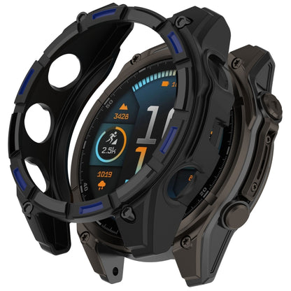 For Garmin Fenix 8 AMOLED 51mm Armor Hollow TPU Half Coverage Watch Protective Case(Black Blue) by buy2fix