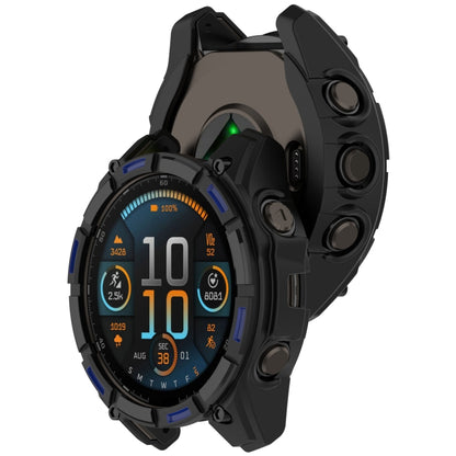 For Garmin Fenix 8 AMOLED 51mm Armor Hollow TPU Half Coverage Watch Protective Case(Black Blue) by buy2fix