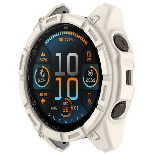 For Garmin Fenix 8 AMOLED 51mm Armor Hollow TPU Half Coverage Watch Protective Case(Starlight) by buy2fix