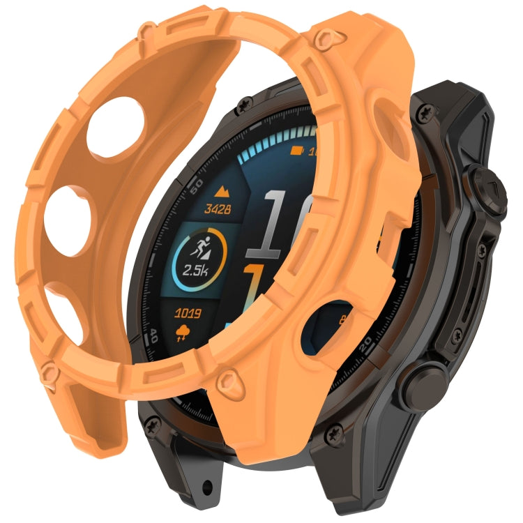 For Garmin Fenix 8 AMOLED 47mm Armor Hollow TPU Half Coverage Watch Protective Case(Orange) by buy2fix