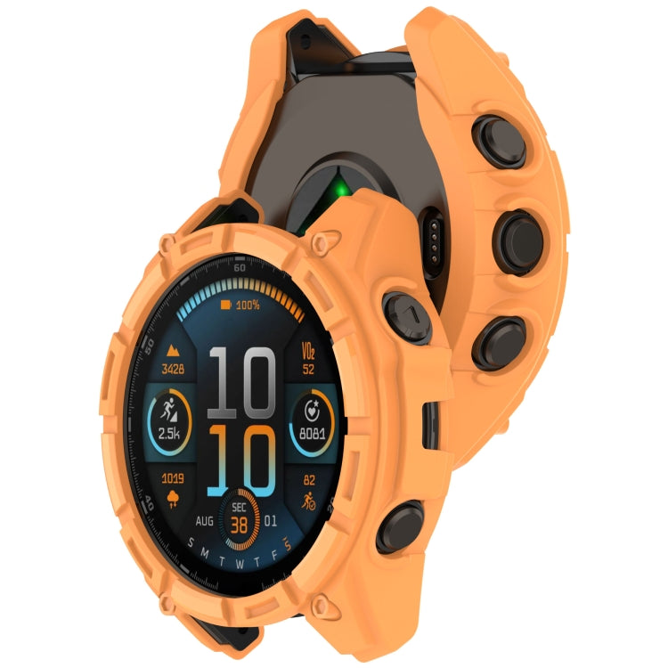 For Garmin Fenix 8 AMOLED 47mm Armor Hollow TPU Half Coverage Watch Protective Case(Orange) by buy2fix