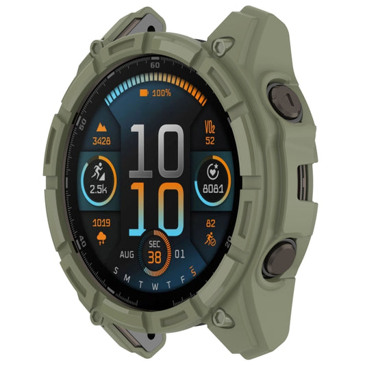 For Garmin Fenix 8 AMOLED 47mm Armor Hollow TPU Half Coverage Watch Protective Case(Juugle Green) by buy2fix