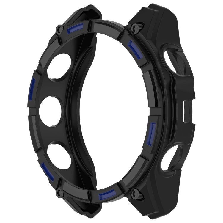 For Garmin Fenix 8 AMOLED 47mm Armor Hollow TPU Half Coverage Watch Protective Case(Black Blue) by buy2fix