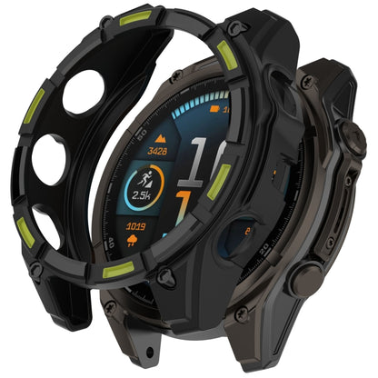 For Garmin Fenix 8 AMOLED 47mm Armor Hollow TPU Half Coverage Watch Protective Case(Black Green) by buy2fix