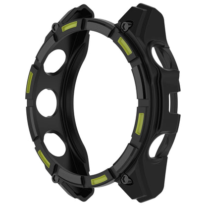 For Garmin Fenix 8 AMOLED 47mm Armor Hollow TPU Half Coverage Watch Protective Case(Black Green) by buy2fix