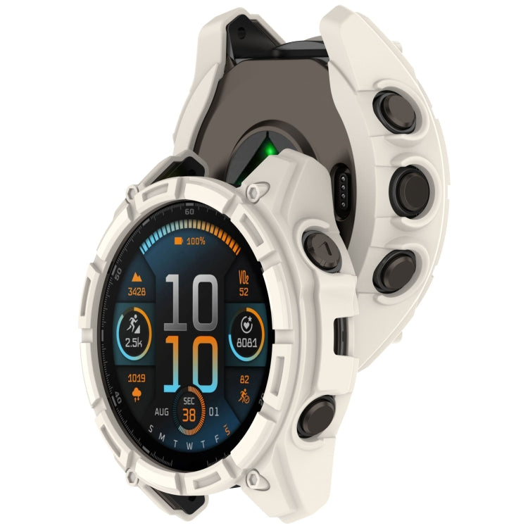 For Garmin Fenix 8 AMOLED 47mm Armor Hollow TPU Half Coverage Watch Protective Case(Starlight) by buy2fix