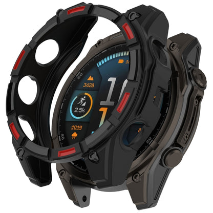 For Garmin Fenix 8 AMOLED 43mm Armor Hollow TPU Half Coverage Watch Protective Case(Black Red) by buy2fix