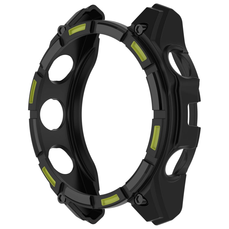 For Garmin Fenix 8 AMOLED 43mm Armor Hollow TPU Half Coverage Watch Protective Case(Black Green) by buy2fix