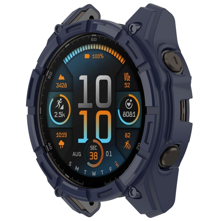 For Garmin Fenix 8 AMOLED 43mm Armor Hollow TPU Half Coverage Watch Protective Case(Midnight Blue) by buy2fix