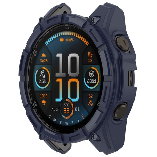 For Garmin Fenix 8 AMOLED 43mm Armor Hollow TPU Half Coverage Watch Protective Case(Midnight Blue) by buy2fix