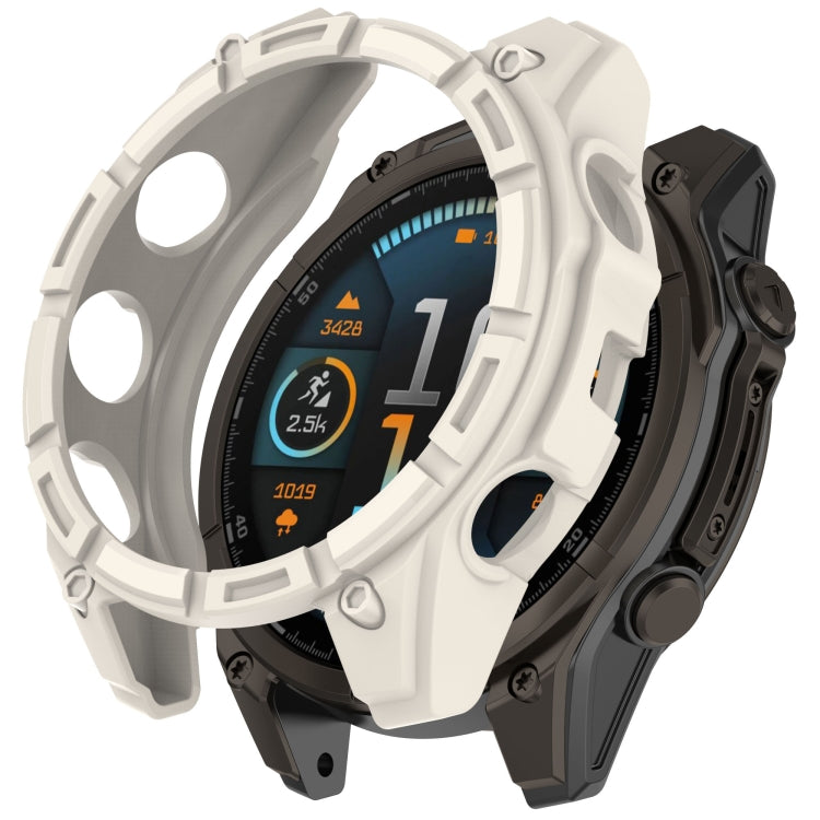 For Garmin Fenix 8 AMOLED 43mm Armor Hollow TPU Half Coverage Watch Protective Case(Starlight) by buy2fix