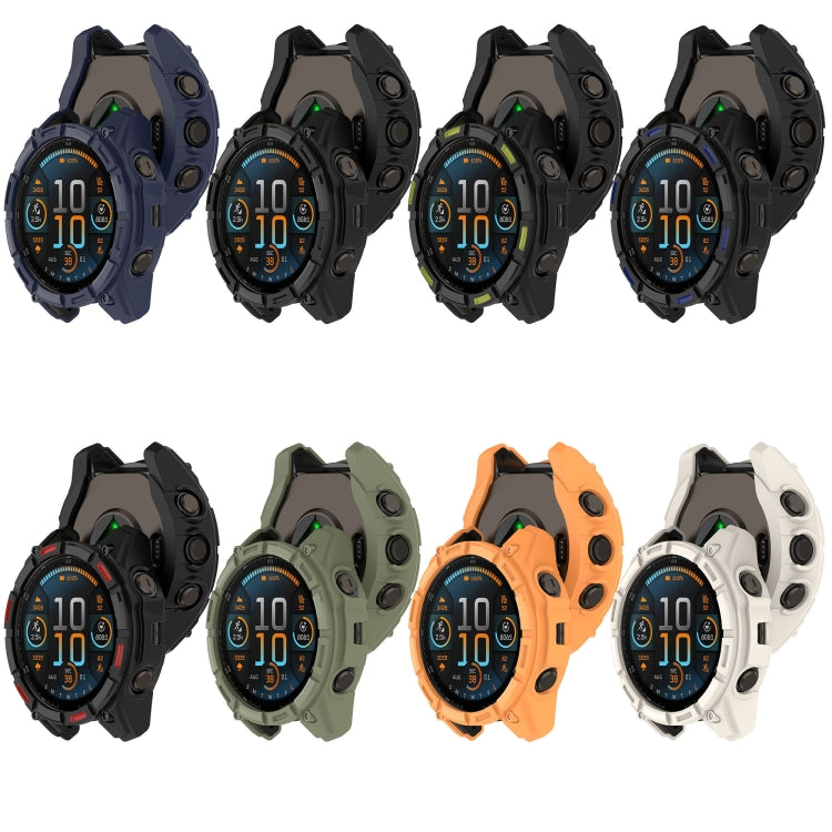 For Garmin Fenix 8 AMOLED 47mm Armor Hollow TPU Half Coverage Watch Protective Case(Midnight Blue) by buy2fix