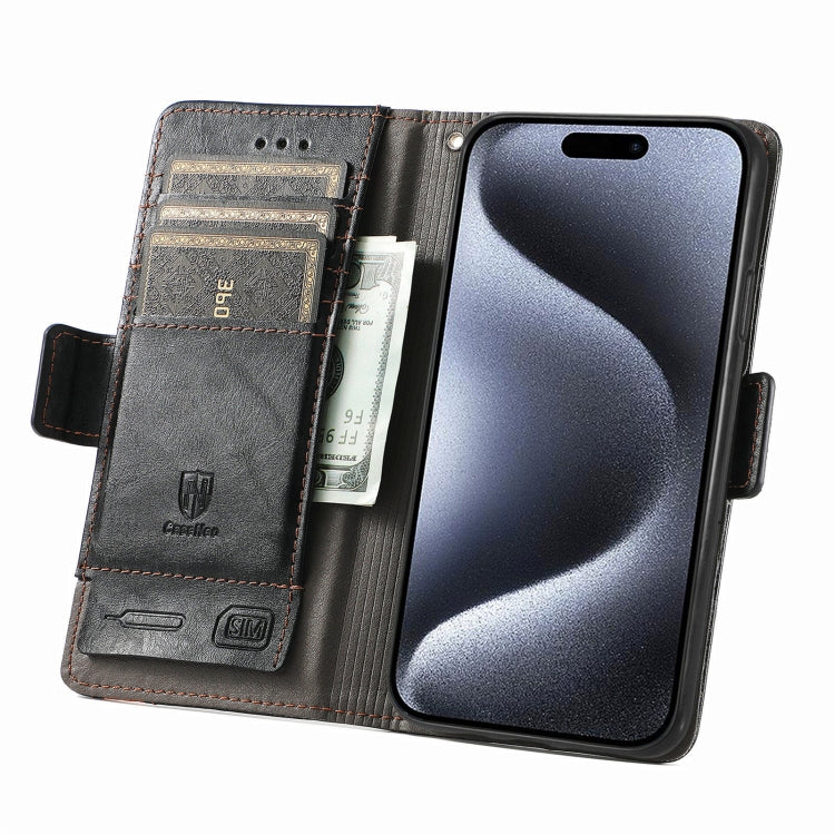 For iPhone 16 CaseNeo Splicing Dual Magnetic Buckle Leather Phone Case(Black) by buy2fix