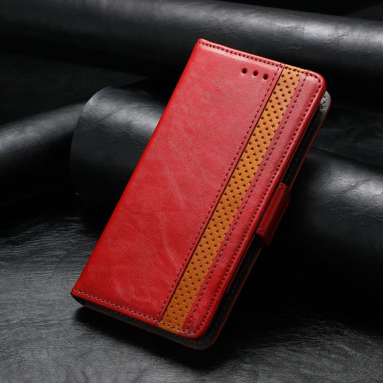For iPhone 16 CaseNeo Splicing Dual Magnetic Buckle Leather Phone Case(Red) by buy2fix