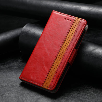 For iPhone 16 CaseNeo Splicing Dual Magnetic Buckle Leather Phone Case(Red) by buy2fix