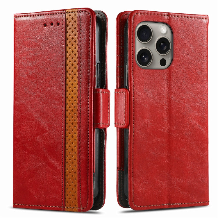 For iPhone 16 Pro CaseNeo Splicing Dual Magnetic Buckle Leather Phone Case(Red) - iPhone 16 Pro Cases by buy2fix | Online Shopping UK | buy2fix