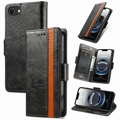 For iPhone 16e CaseNeo Splicing Dual Magnetic Buckle Leather Phone Case(Black) - iPhone 16e Cases by buy2fix | Online Shopping UK | buy2fix