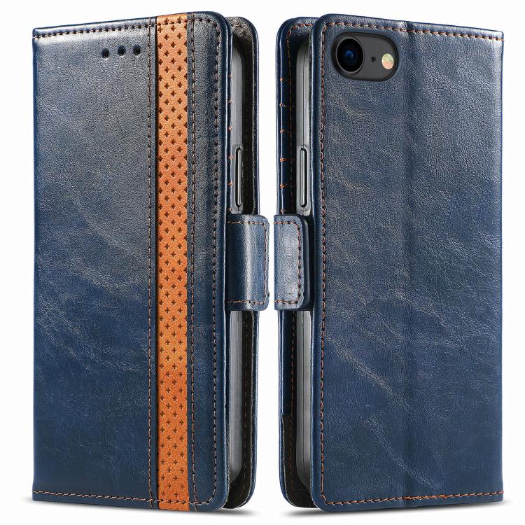 For iPhone 16e CaseNeo Splicing Dual Magnetic Buckle Leather Phone Case(Blue) - iPhone 16e Cases by buy2fix | Online Shopping UK | buy2fix