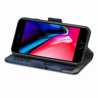 For iPhone 16e CaseNeo Splicing Dual Magnetic Buckle Leather Phone Case(Blue) - iPhone 16e Cases by buy2fix | Online Shopping UK | buy2fix