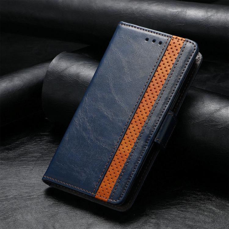 For iPhone 16e CaseNeo Splicing Dual Magnetic Buckle Leather Phone Case(Blue) - iPhone 16e Cases by buy2fix | Online Shopping UK | buy2fix