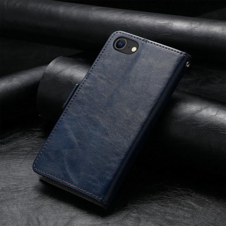For iPhone 16e CaseNeo Splicing Dual Magnetic Buckle Leather Phone Case(Blue) - iPhone 16e Cases by buy2fix | Online Shopping UK | buy2fix