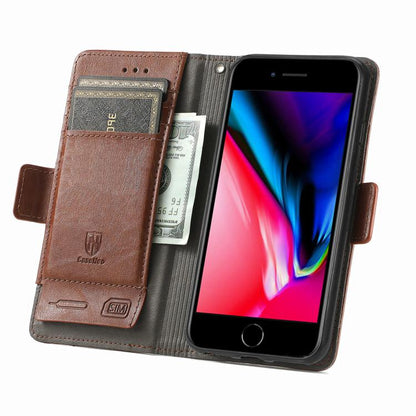 For iPhone 16e CaseNeo Splicing Dual Magnetic Buckle Leather Phone Case(Brown) - iPhone 16e Cases by buy2fix | Online Shopping UK | buy2fix