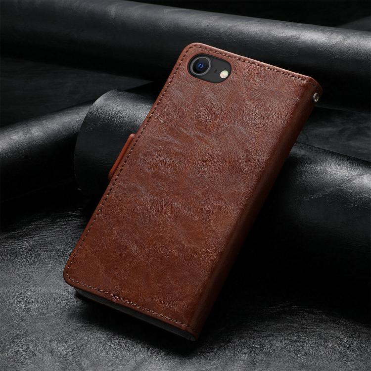 For iPhone 16e CaseNeo Splicing Dual Magnetic Buckle Leather Phone Case(Brown) - iPhone 16e Cases by buy2fix | Online Shopping UK | buy2fix