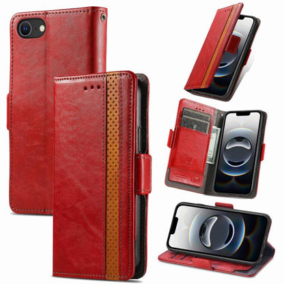 For iPhone 16e CaseNeo Splicing Dual Magnetic Buckle Leather Phone Case(Red) - iPhone 16e Cases by buy2fix | Online Shopping UK | buy2fix