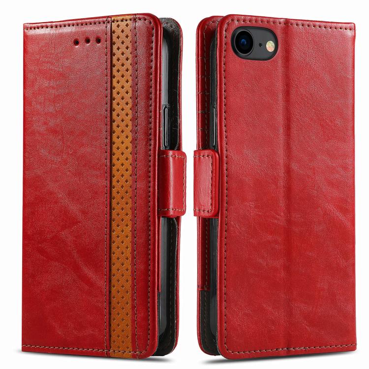 For iPhone 16e CaseNeo Splicing Dual Magnetic Buckle Leather Phone Case(Red) - iPhone 16e Cases by buy2fix | Online Shopping UK | buy2fix