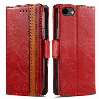 For iPhone 16e CaseNeo Splicing Dual Magnetic Buckle Leather Phone Case(Red) - iPhone 16e Cases by buy2fix | Online Shopping UK | buy2fix
