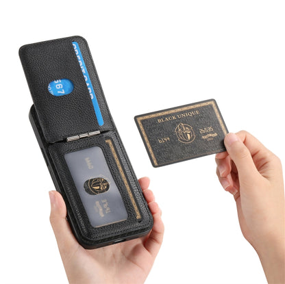 For iPhone 16 Plus Carbon Fiber MagSafe Vertical Flip Card Bag Phone Case(Green) by buy2fix