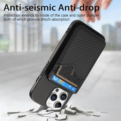 For iPhone 16 Pro Max Carbon Fiber MagSafe Vertical Flip Card Bag Phone Case(Black) - iPhone 16 Pro Max Cases by buy2fix | Online Shopping UK | buy2fix