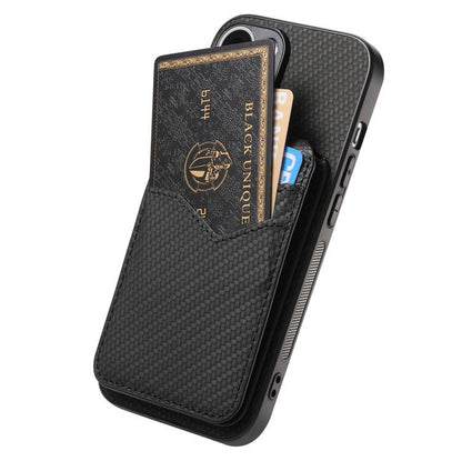 For iPhone 17 Pro Carbon Fiber MagSafe Vertical Flip Card Bag Phone Case(Black) - iPhone 17 Pro Cases by buy2fix | Online Shopping UK | buy2fix