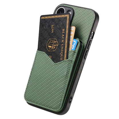 For iPhone 17 Pro Carbon Fiber MagSafe Vertical Flip Card Bag Phone Case(Green) - iPhone 17 Pro Cases by buy2fix | Online Shopping UK | buy2fix