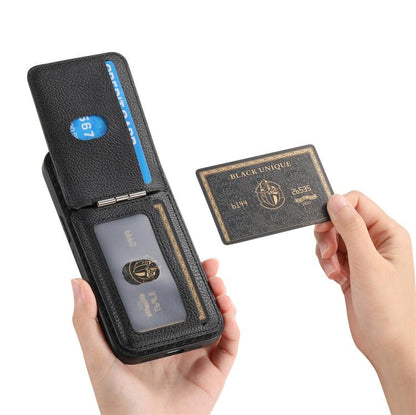 For iPhone 17 Pro Max Carbon Fiber MagSafe Vertical Flip Card Bag Phone Case(Black) - iPhone 17 Pro Max Cases by buy2fix | Online Shopping UK | buy2fix