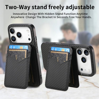 For iPhone 17 Pro Max Carbon Fiber MagSafe Vertical Flip Card Bag Phone Case(Black) - iPhone 17 Pro Max Cases by buy2fix | Online Shopping UK | buy2fix