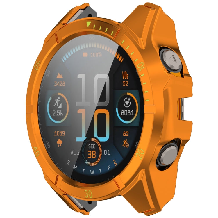 For Garmin Fenix 8 AMOLED 51mm Tempered Glass Film Integrated PC Watch Case(Orange Green) - Watch Cases by buy2fix | Online Shopping UK | buy2fix